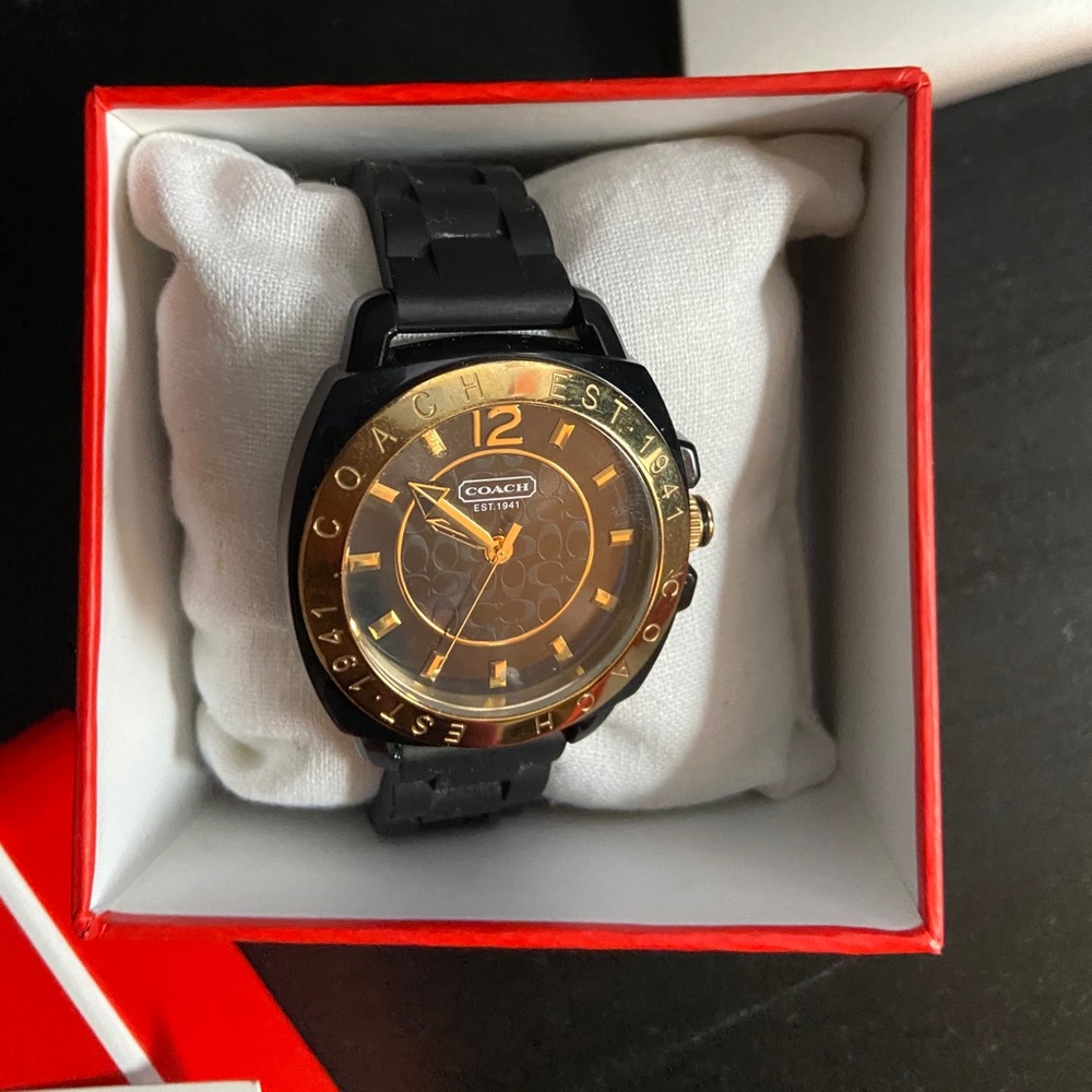 Coach black and gold watch